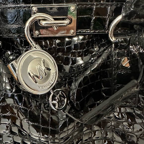 Michael Kors Hamilton Bag Purse Satchel Crossbody Shoulder Bag Snake Leather - Picture 2 of 4